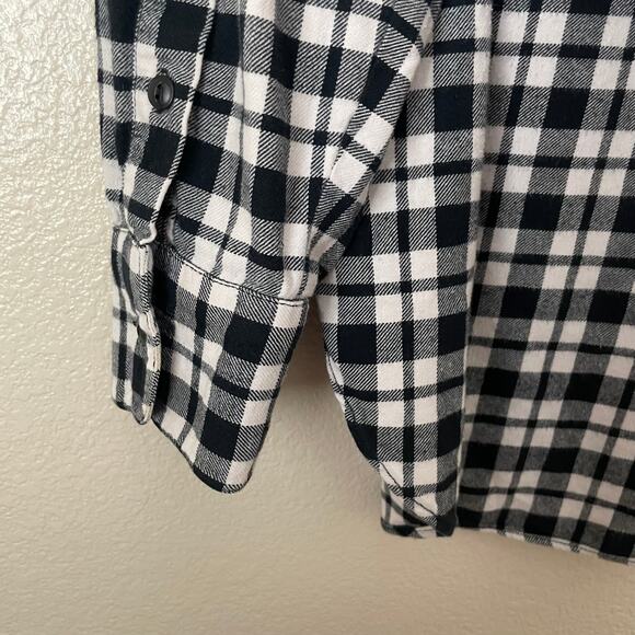 Madewell Top Womens Medium Black White Bridgeport Check Flannel Shirt Button Up - Picture 9 of 12